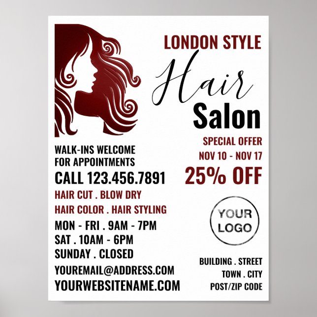 Hair Logo, Hair Stylist, Hair Salon Advert  Poster (Front)