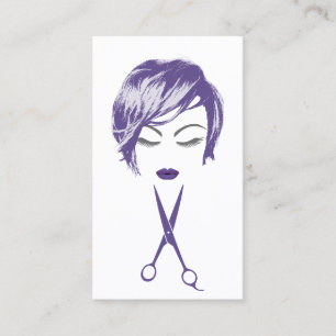 Hair & Makeup Artist Violet Short Haircut Girl Business Card