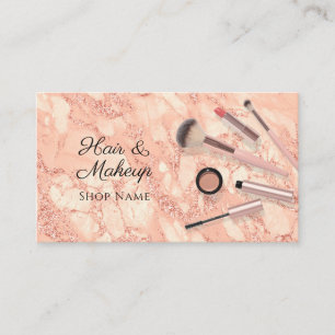 Hair & Makeup Artists, Rose Gold Marble, Vs 2 Business Card