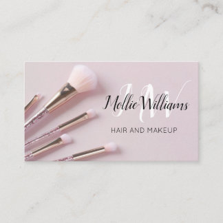 Hair Makeup MUA Business Card Dusty Pink