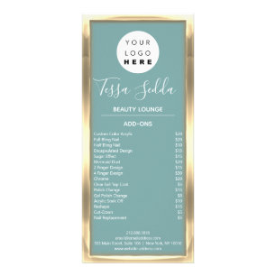 Hair Makeup Nail Manicure Pedicure Gold Blue Rack Card