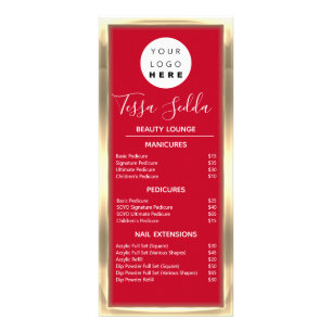 Hair Makeup Nail Manicure Pedicure Gold Price List Rack Card