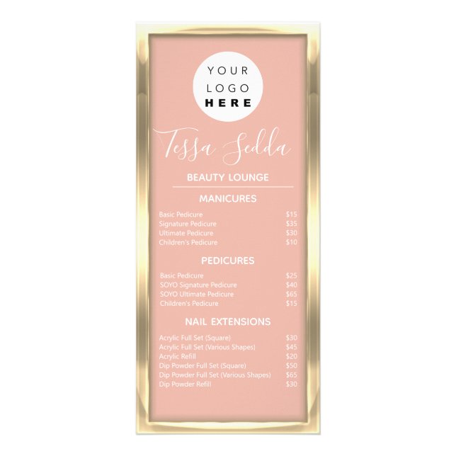 Hair Makeup Nail Manicure Pedicure Gold Wellness Rack Card (Front)