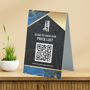 Hair Makeup Salon QR Code Price List Blue Marble