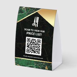 Hair Makeup Salon QR Code Price List Green Marble