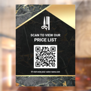 Hair Makeup Salon QR Code Price List Grey Marble