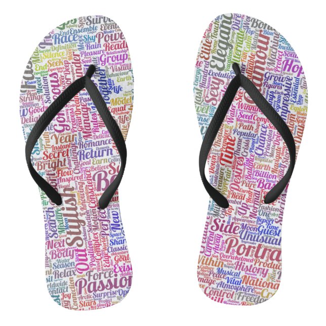 Hair Mode Pattern Text Word Cloud Thongs (Footbed)