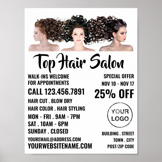 Hair Models, Hair Stylist, Hair Salon Advert Poster (Front)