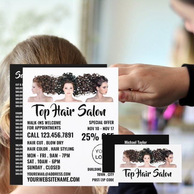 Hair Models, Hair Stylist, Hair Salon Business Card (Creator Uploaded)