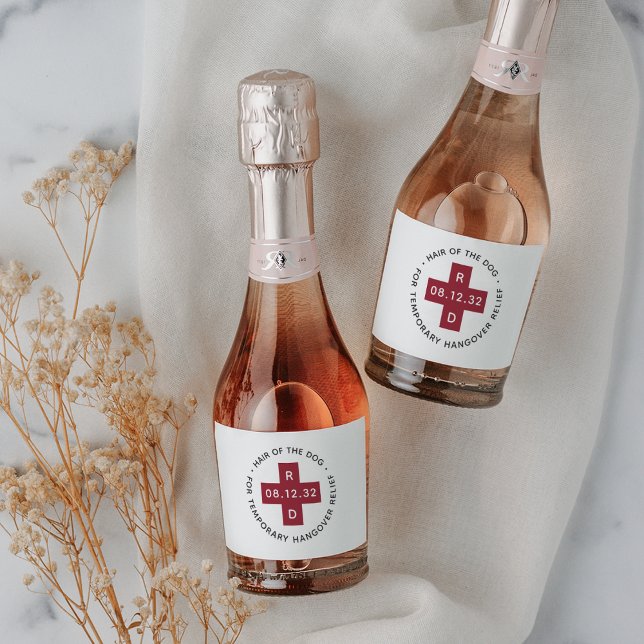 "Hair of the Dog" Funny Wedding Hangover Relief Sparkling Wine Label (Creator Uploaded)