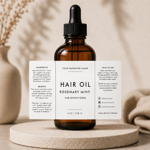 Hair Oil Dropper Salon Spa White Bottle Label