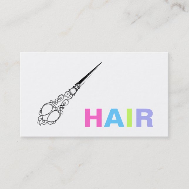 *~* HAIR Pastels Antique Scissors Simple Minimal Business Card (Front)
