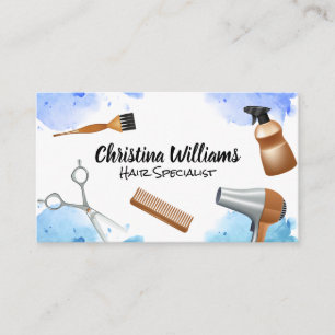 Hair Professional Tools Watercolor Background Business Card