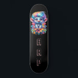 *~* Hair Rainbow Troll AP89 Neon Initial  Skateboard<br><div class="desc">(Search code AP89 for Troll items and AP88 for mediaeval theme items ) Easily Transfer to other Zazzle Products. BLACK background Skateboard. The bright and oh so happy NEON Rainbow colours just pop the TROLL images and LETTERS. Customise / Personalise your INITIALS / MONOGRAM. Whimsical Cute funny Long Hair Troll...</div>