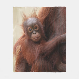 Hair-raisingly Cute - The Adorable Baby Orangutan Fleece Blanket