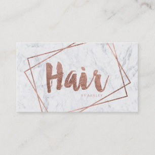 Hair referral modern rose gold typography marble card