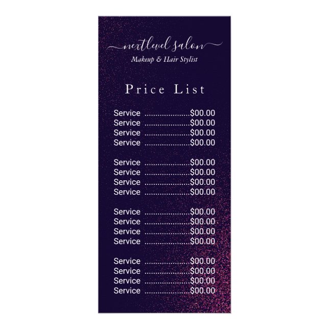 Hair Salon Abstract price rack card (Front)