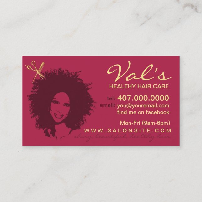 Hair Salon African American Stylist Business Cards (Front)