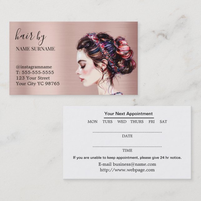 Hair Salon Appointment Business Card (Front/Back)