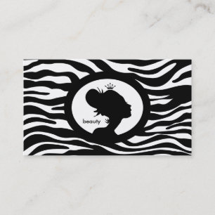 Hair Salon Appointment Card Crown Woman Zebra