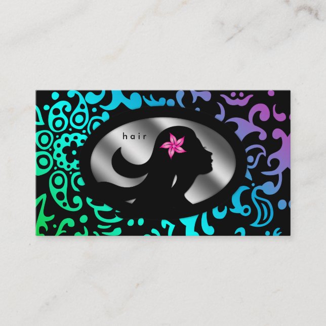 Hair Salon Appointment Card Floral Woman (Front)