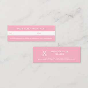 Hair Salon Appointment Reminder Scissors Pink Mini Business Card