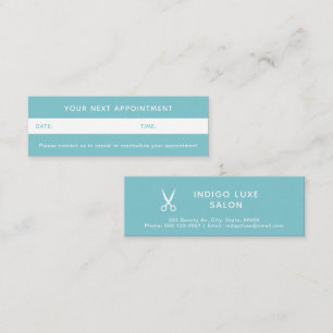 Hair Salon Appointment Reminder Scissors Teal Mini Business Card
