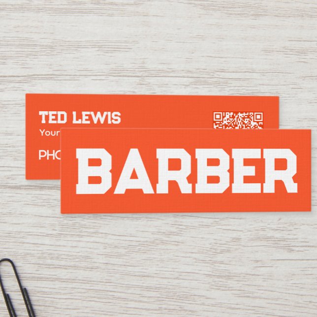 Hair Salon Barber Custom QR Mini Business Card (Creator Uploaded)