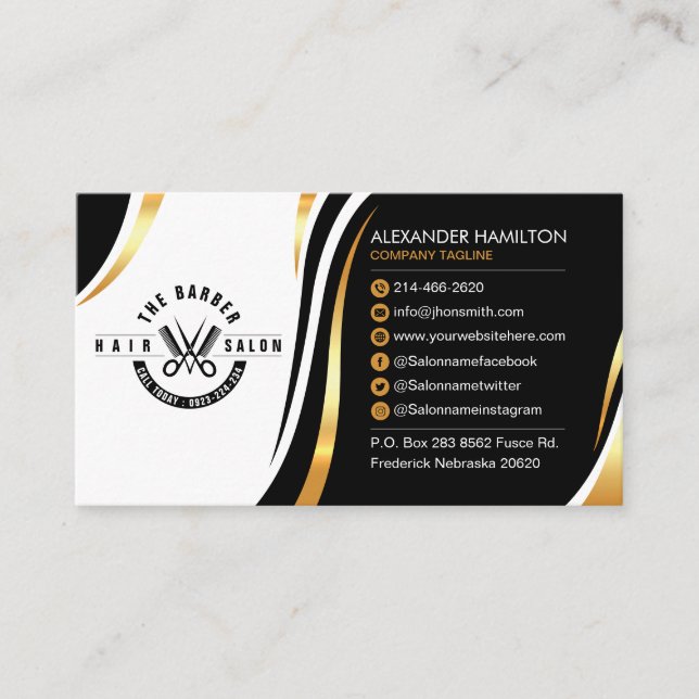Hair Salon, Barber shop, Salon, With Free Logo Business Card (Front)