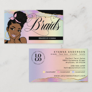 Hair Salon, Braid Stylist, Braiding, Pretty Pastel Business Card