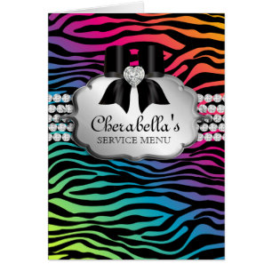 Hair Salon Brochure Greeting Card Rainbow Zebra