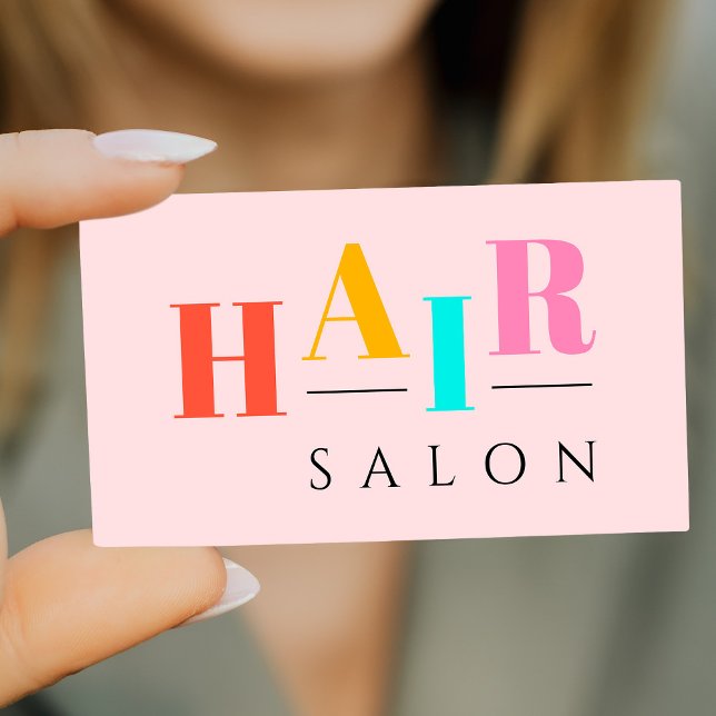 Hair salon colourful typography modern hairdresser business card (Creator Uploaded)