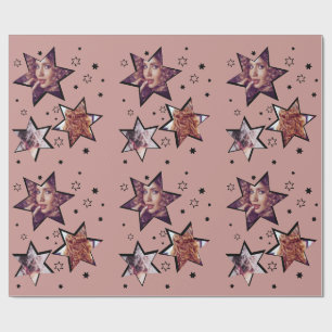 Hair Salon Custom Photo Christmas Stars  Wrapping Paper