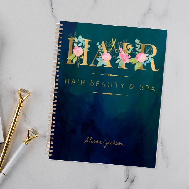 Hair salon faux gold foil navy glam appointments planner (Creator Uploaded)