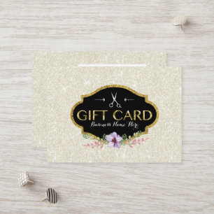 Hair Salon Floral Ivory Glitter Gift Certificate