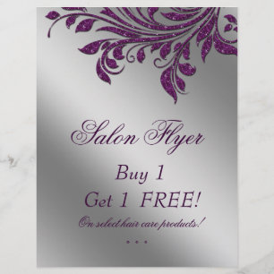 Hair Salon Flyer Sale Zebra Sparkle Purple Silver