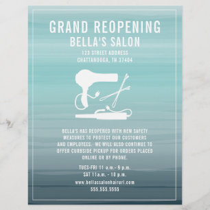 Hair Salon Grand Reopening Aqua Ombre Flyer