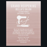 Hair Salon Grand Reopening Blush Pink Ombre Flyer<br><div class="desc">Illustration of a blow dryer,  curling iron,  and bobby pins over a watercolor inspired blush pink ombre background.  Personalize the text.</div>
