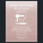 Hair Salon Grand Reopening Blush Pink Ombre Flyer<br><div class="desc">Illustration of a blow dryer,  curling iron,  and bobby pins over a watercolor inspired blush pink ombre background.  Personalize the text.</div>