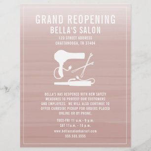 Hair Salon Grand Reopening Blush Pink Ombre Flyer