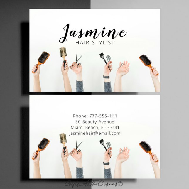 Hair Salon Hair Stylist Minimalist Business Card (Creator Uploaded)
