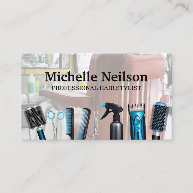 Hair Salon | Hair Stylist Tools Business Card (Front)
