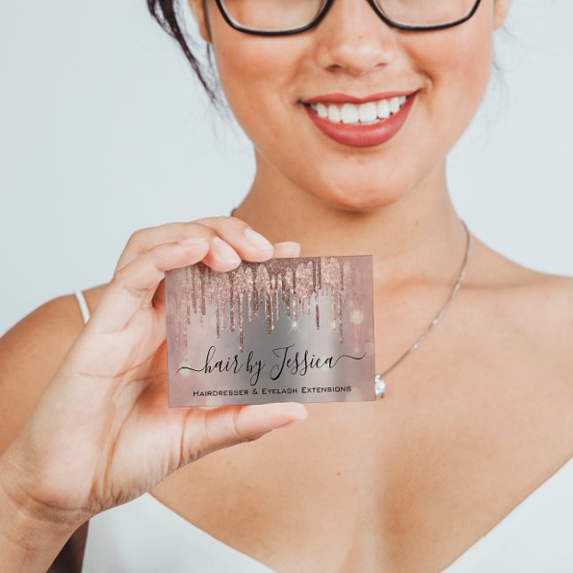 Hair Salon Hairdresser Nails Makeup Rose Grey Business Card (Creator Uploaded)