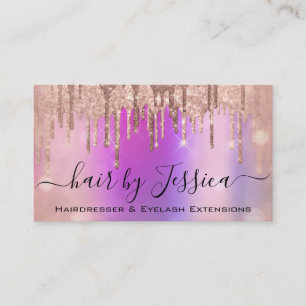Hair Salon Hairdresser Nails Makeup Rose Pink Business Card