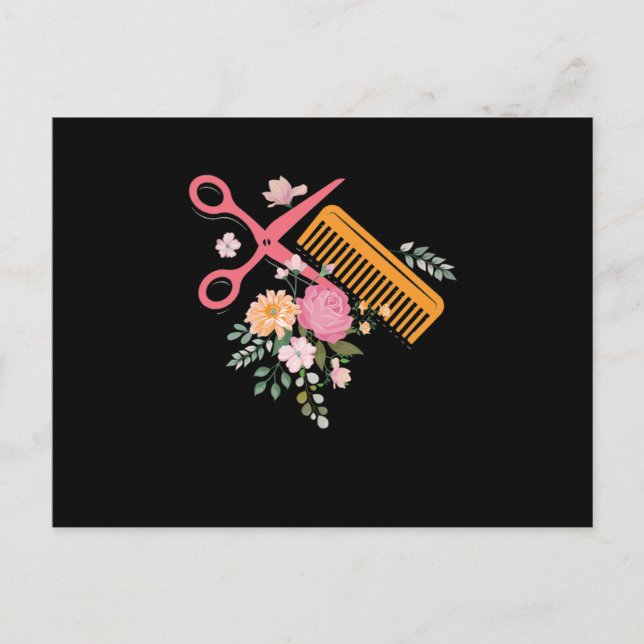 Hair Salon Hairdresser Scissors Hair Stylist Barbe Postcard (Front)