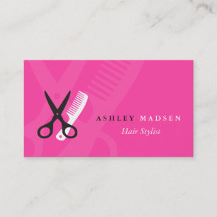 Hair Salon Hairstylist - Cute Girly Pink Business Card