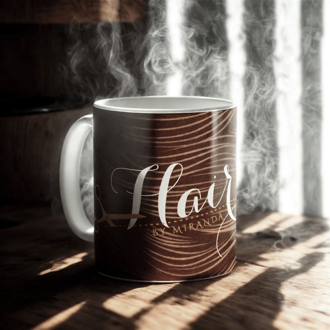 Hair Salon Hairstylist Modern Black Gold Scissors Coffee Mug (Creator Uploaded)