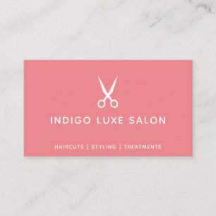Hair Salon Hairstylist Modern Scissors Coral Business Card