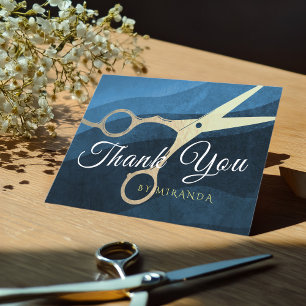 Hair Salon Hairstylist Thank You Gold Scissors Pos Postcard
