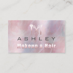 Hair Salon Makeup Artist Appointment Grey Pink Business Card